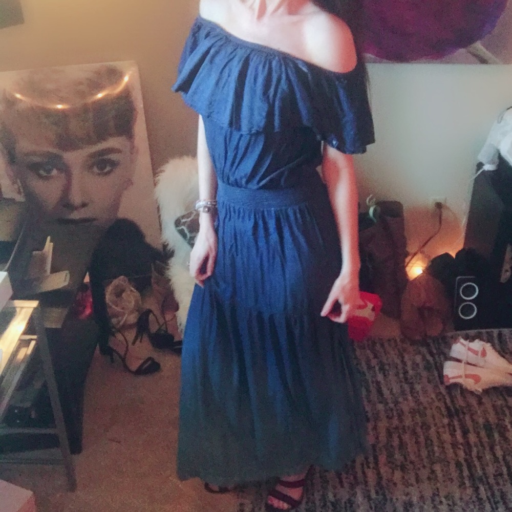 INC Concepts Off-The Shoulder Denim Maxi Dress 😍 - Picture 3 of 6